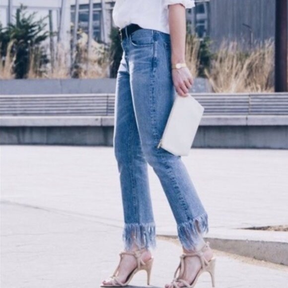 Anthropologie Pilcro and the Letterpress Hyphen Boy Fit Fringe Crop Jeans 27 - Picture 3 of 16